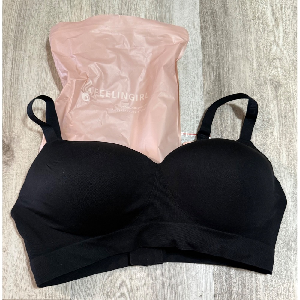 Feelingirl Women Black Seamless Wireless Bra Adjustable Straps Size XXL NWT